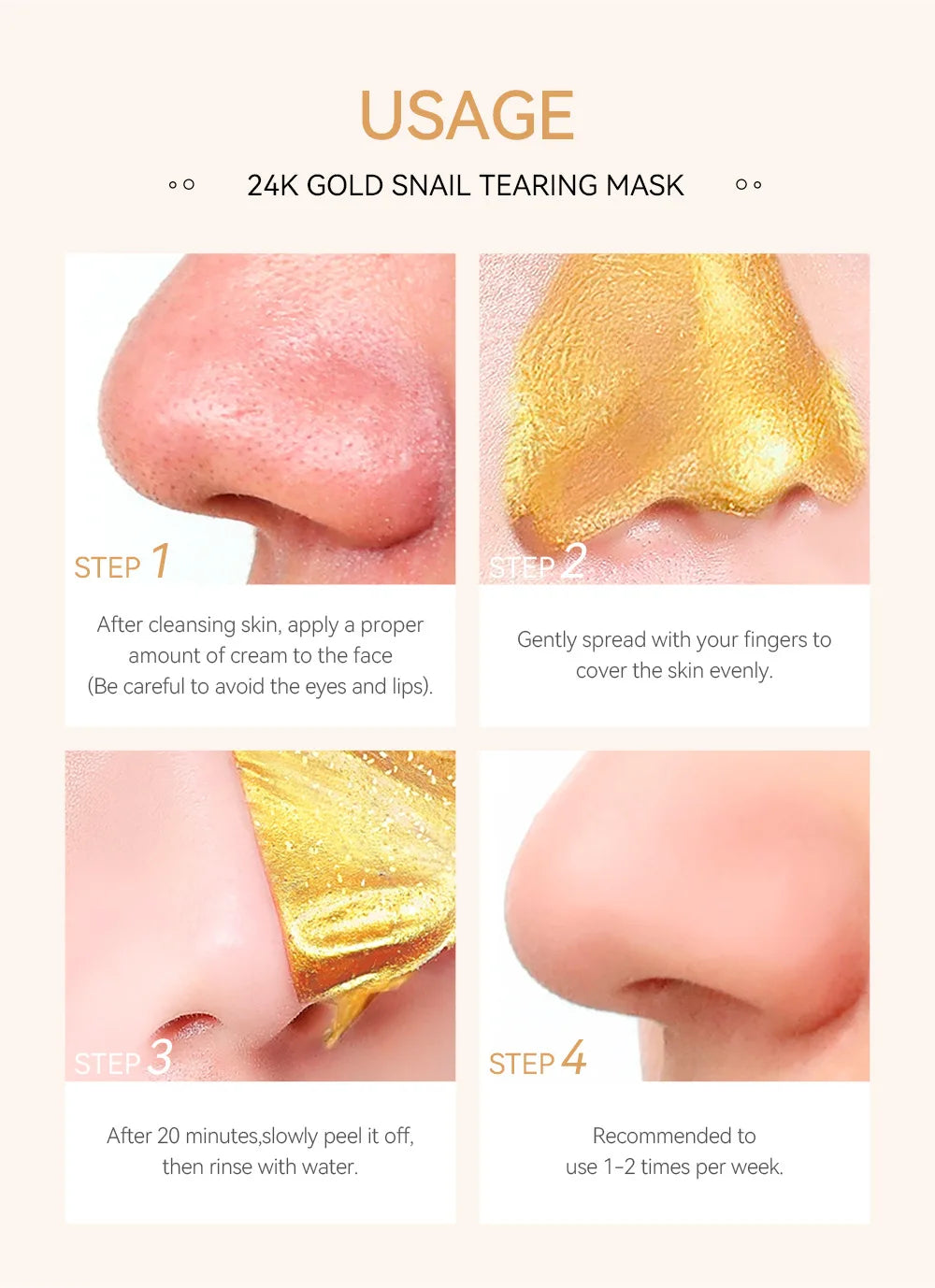 24K Gold Peeling Face Mask Anti Wrinkle Whitening Acne Blackhead Removal