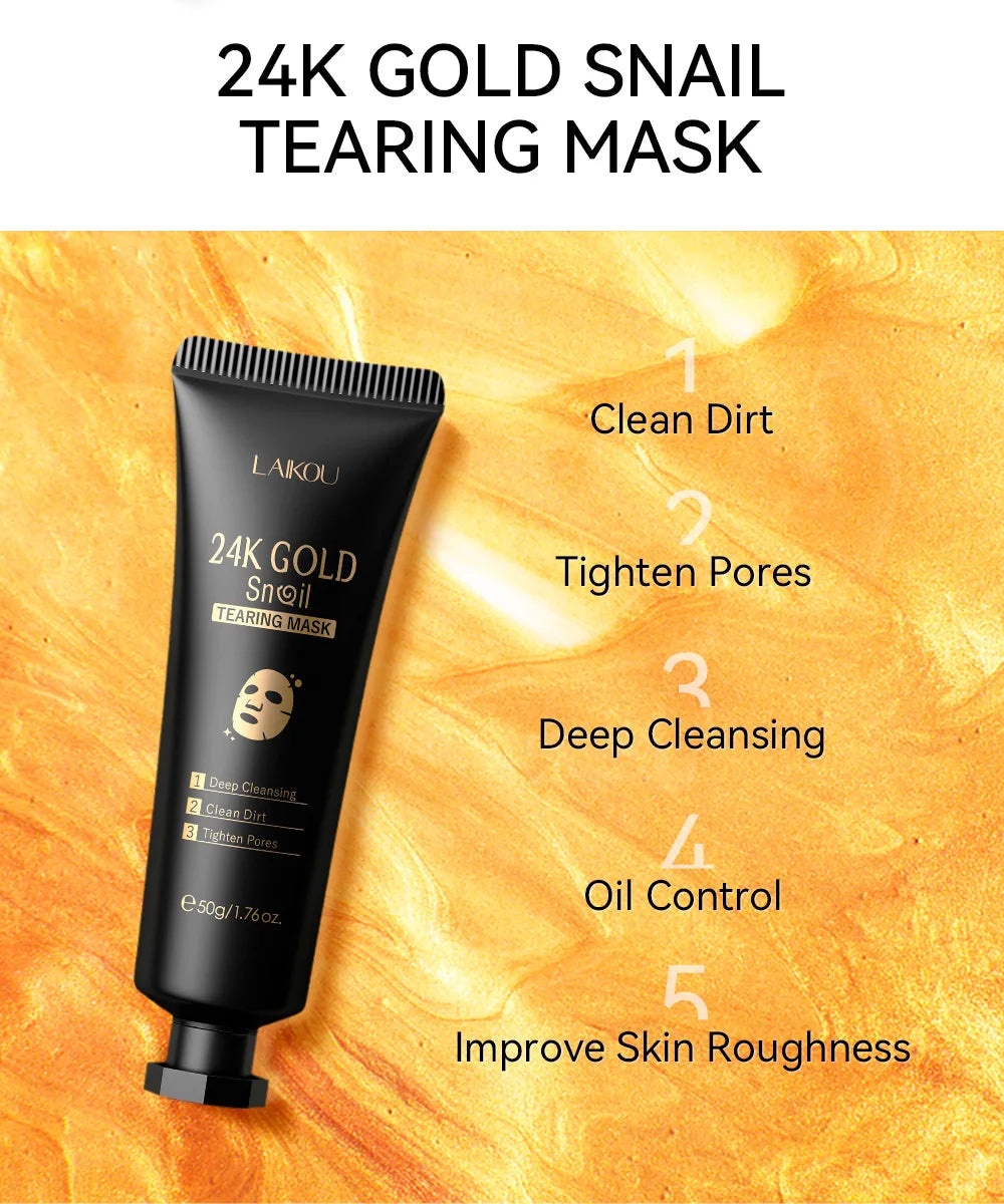 24K Gold Peeling Face Mask Anti Wrinkle Whitening Acne Blackhead Removal