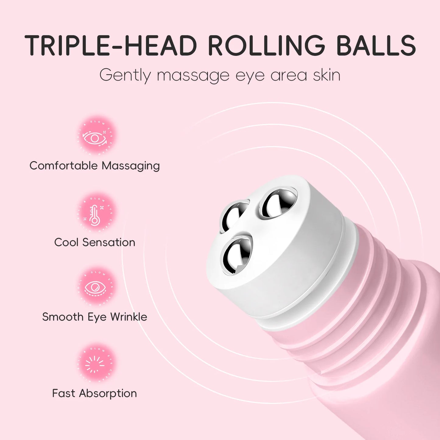 Eye Serum Roller Massage Hyaluronic Acid Skin Care Eye Bags Cream Moisturizing Dark Circles 15ml